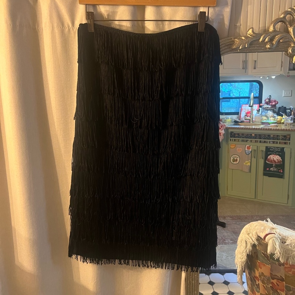 Express Black Ruffled Pencil Skirt